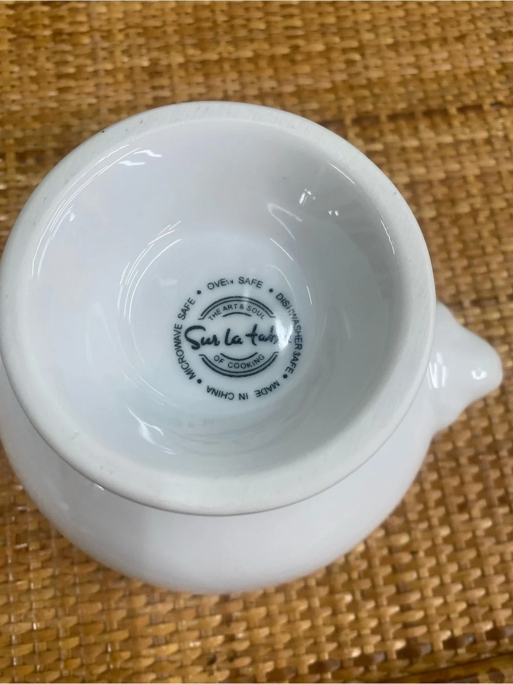 Set of 4- Sur La Table White Glazed Pedestal Soup Bowl w Lion Head Finials